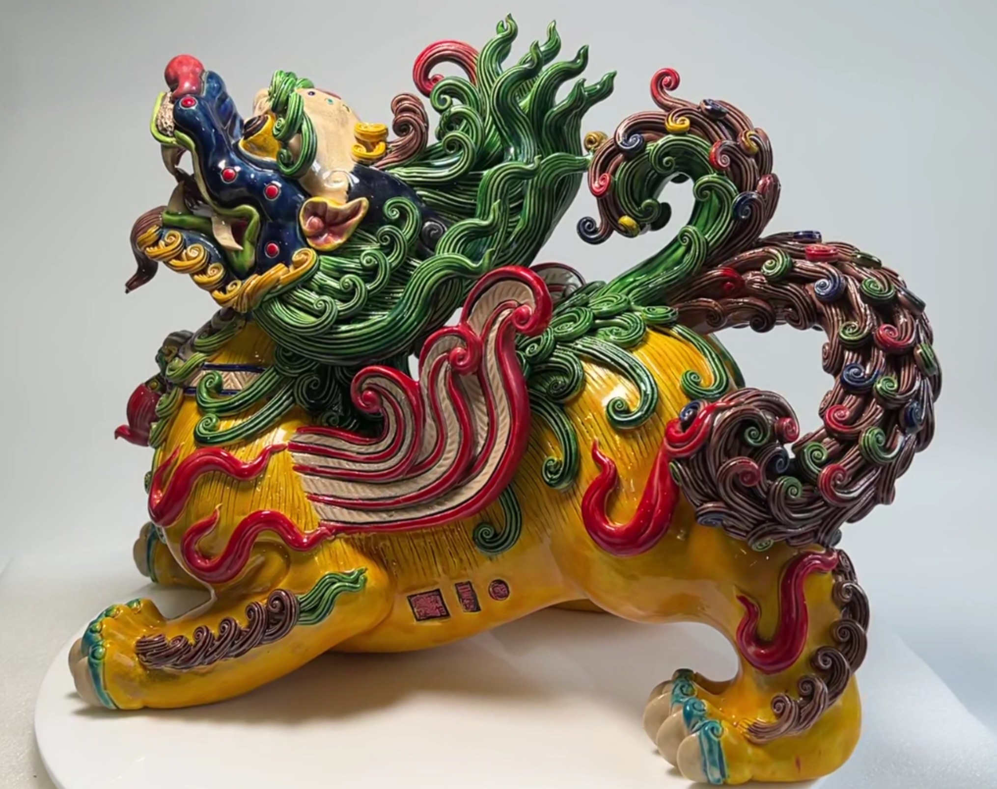 修復後：交趾陶貔貅擺件